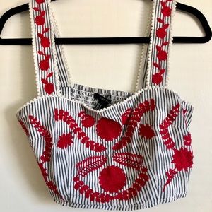 FOREVER 21 Darling Embroidered Crop Top